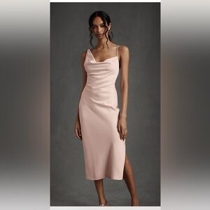 BHLDN August Satin Charmeuse Midi Dress in Pink. Brand new with tags.